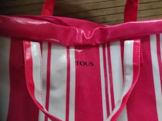 Bolsa de playa Tous rayas rosa y blanco