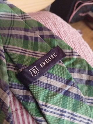Corbata Breuer cuadros verde y azul