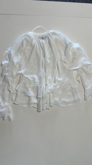 Blusa Zara Blanca Volantes talla L