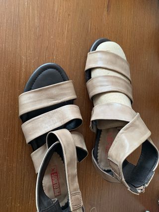 Sandalias Pico Lino Beige Talla 39 Mujer