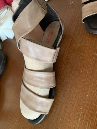 Sandalias Pico Lino Beige Talla 39 Mujer