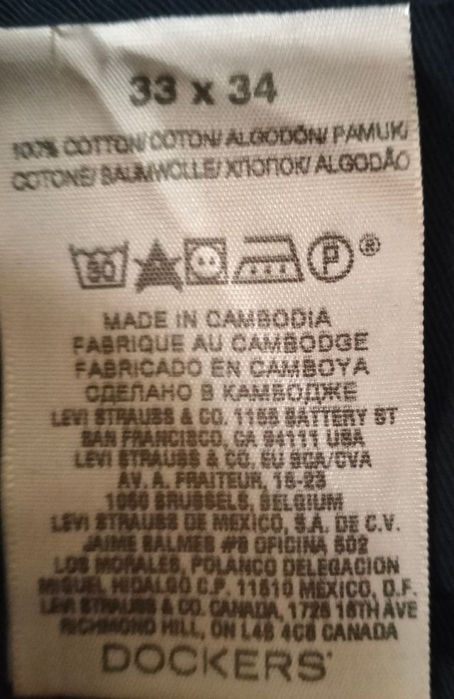 Pantalón Dockers Azul 33x34 recto 21 cm pernil