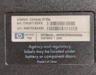 hp compaq 6735s..carcasa completa de abajo
