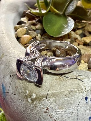 Anillo Plata Ley Circonita Grande central