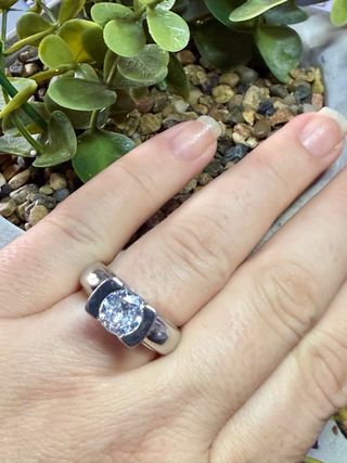 Anillo Plata Ley Circonita Grande central