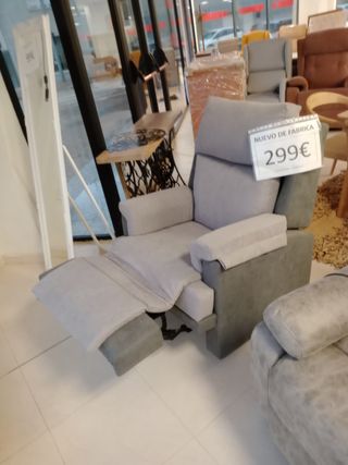 Sillón reclinable de tela gris