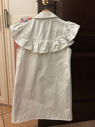 Vestito Zara bianco con volant e bottoni