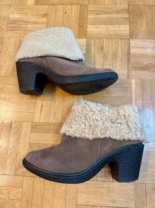 Botines Camper tacón ancho ante marrón