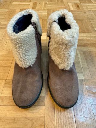 Botines Camper tacón ancho ante marrón