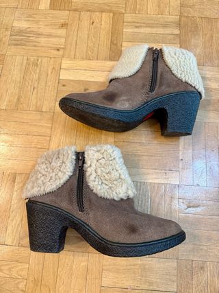 Botines Camper tacón ancho ante marrón