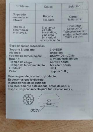 Altavoz waterproof Bluetooth Azul Impermeable