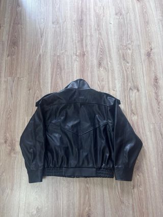Zara black leather bomber effect viral giving YSL