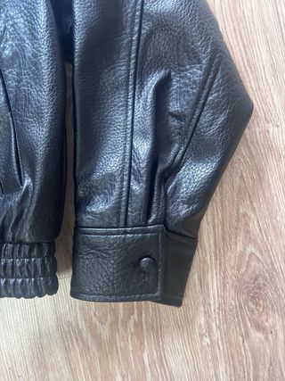 Zara black leather bomber effect viral giving YSL