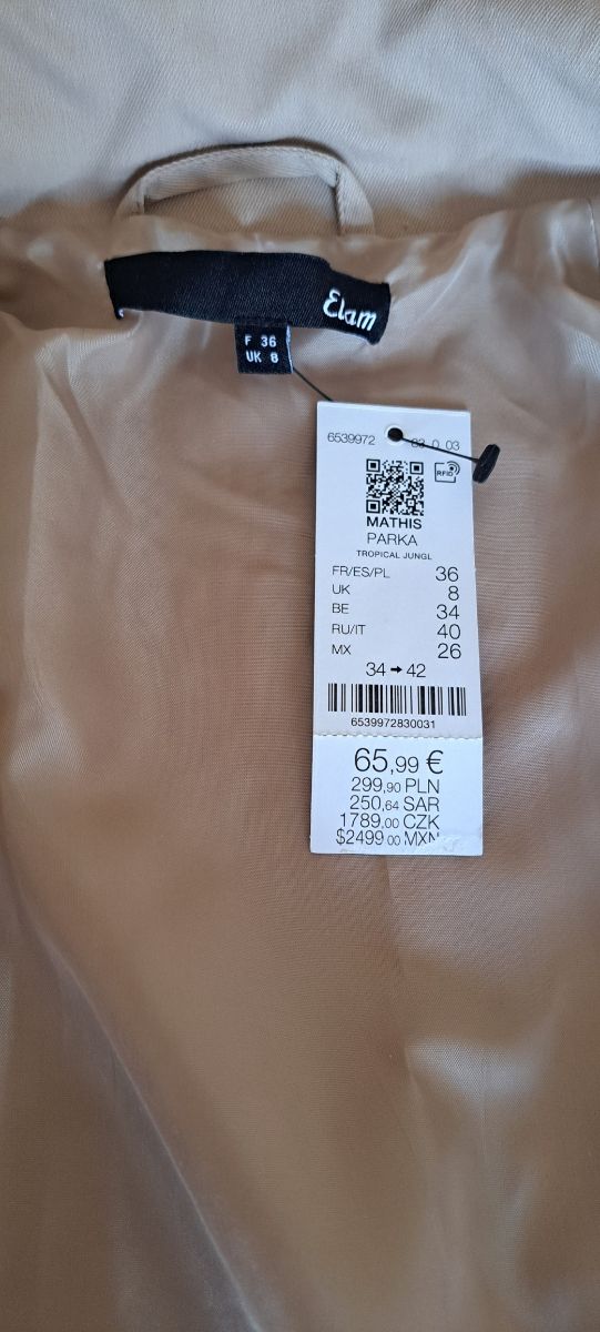 Parka ligera mujer Etam marrón claro