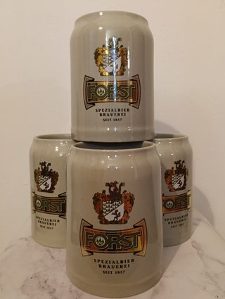 Set 4 Boccale Forst Birra Ceramica Beige Oro