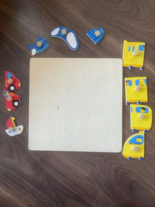 Puzzle madera Goula vehículos niños 1 año