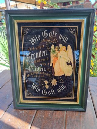 Quadro tedesco vintage con angeli