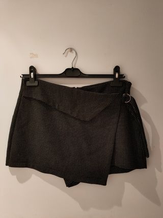 Zara nuevo short falda negro detalles blancos
