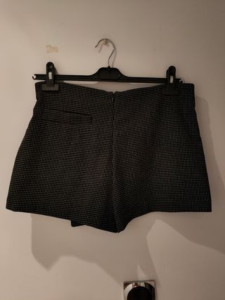 Zara nuevo short falda negro detalles blancos