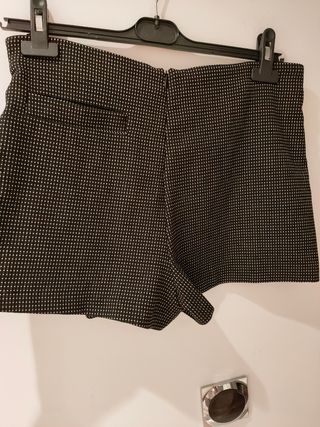 Zara nuevo short falda negro detalles blancos