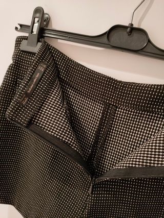 Zara nuevo short falda negro detalles blancos