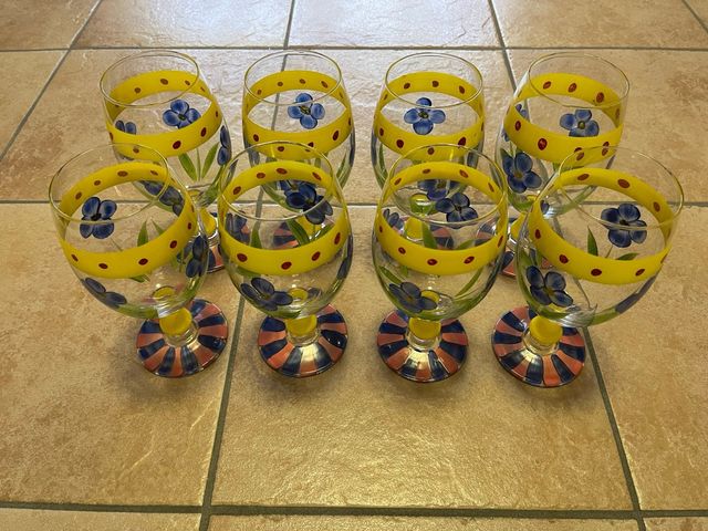 Calici in vetro dipinti a mano