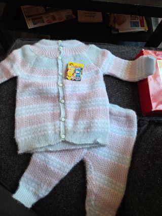 Set neonato a righe azzurre e rosa