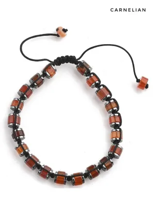 Bracciale regolabile di Corniola ed Ematite
