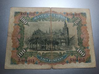 Billete 100 pesetas 1907 . Alegorías.