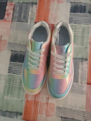 Zapatillas mujer brillantes multicolor