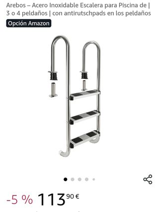 Arebos Escalera Piscina Acero 3-4 Peldaños