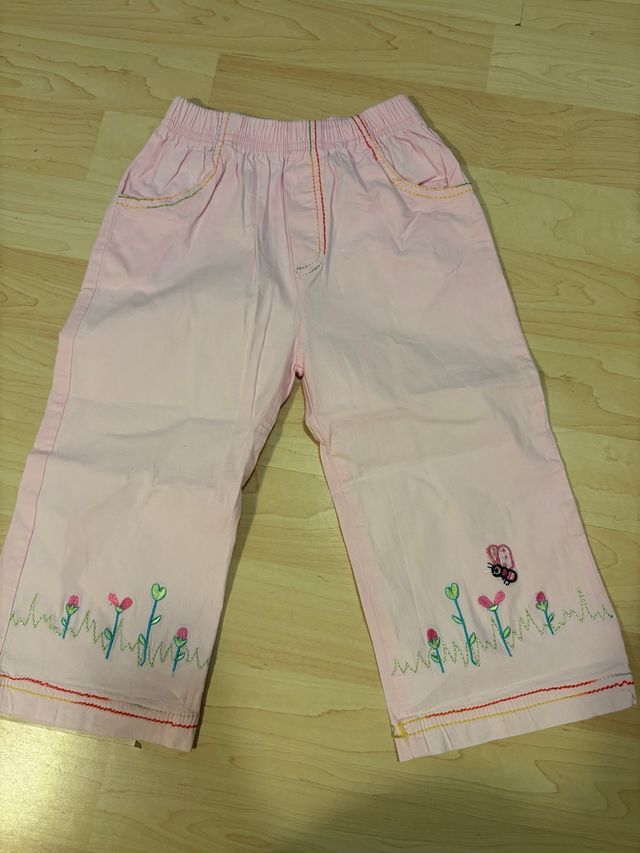Pantaloni bambina rosa con fiori