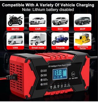 KIMIGO Cargador Bateria Coche, 12V 6A Cargador de 
