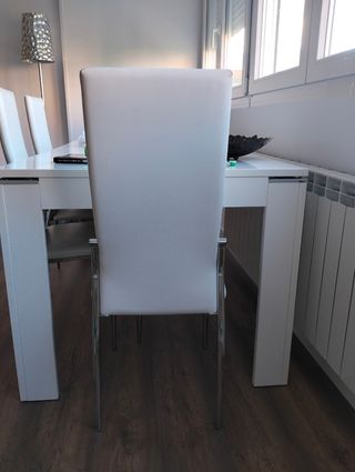 Sillas de comedor blancas y plateadas