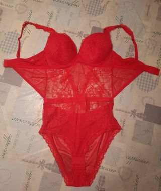 Nuevo. Body Lencería Roja Espalda Abierta