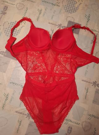 Nuevo. Body Lencería Roja Espalda Abierta