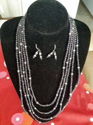Collar de cristal y perlas cultivadas