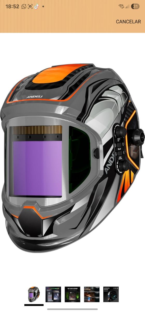 ANDELI Casco de soldadura, panorámico de 180° 3.94