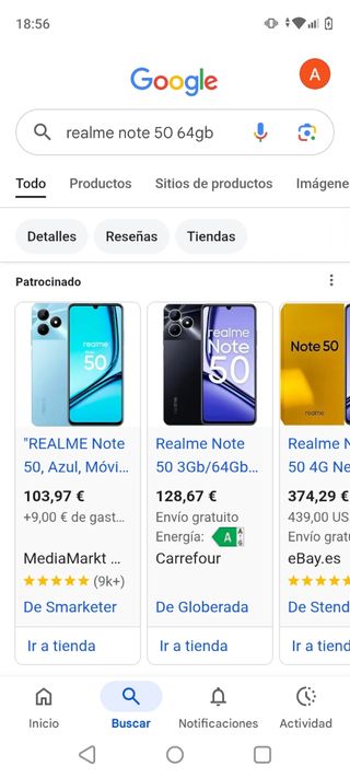 Móvil Realme Note 50 64GB Azul