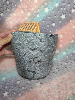 Macetero Piedra Estilo Roto Casa Hongo