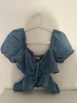 Blusa azul manga