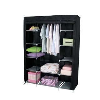 Armario Ropero Organizador 12 Compartimentos Tela y Tubos de Hierro 130x45x175 cm