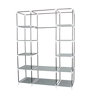 Armario Ropero Organizador 12 Compartimentos Tela y Tubos de Hierro 130x45x175 cm
