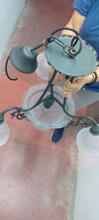 Lámpara de techo salón cristal y metal