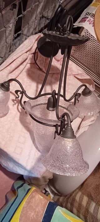 Lámpara de techo salón cristal y metal