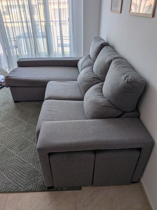 Sofá 3 plazas chaiselongue 230cm gris
