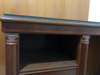 Escritorio madera y cristal a medida