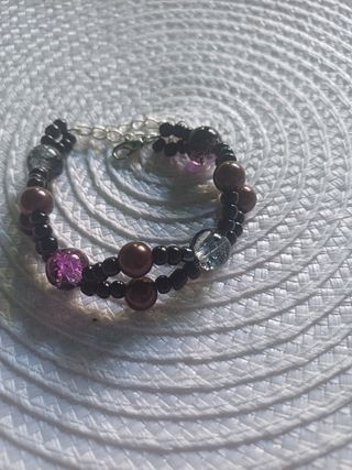 Pulsera rombos morado y negro