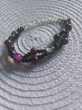 Pulsera rombos morado y negro