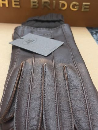 Guanti The Bridge Pelle e Lana Merino Marrone